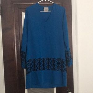 Bright blue v-neck tunic dress